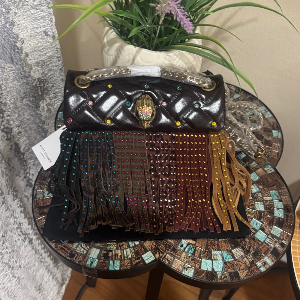 Kurt Geiger London  Mini Kensington Rhinestoned Fringe Crossbody Bag
Multicolor